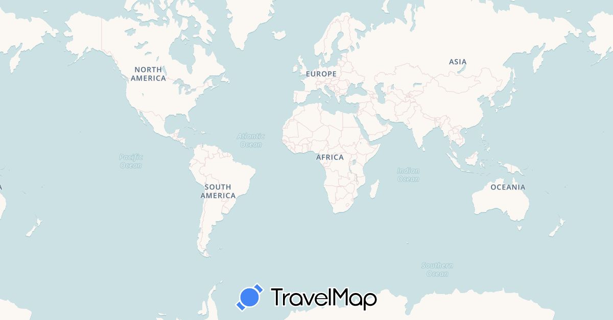 TravelMap itinerary: driving, plane, boat in Belize, Honduras, Mexico, United States (North America)
